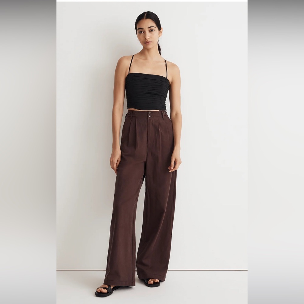 NWT Madewell The Harlow Wide-Leg Pant size 00P Chocolate Raisin